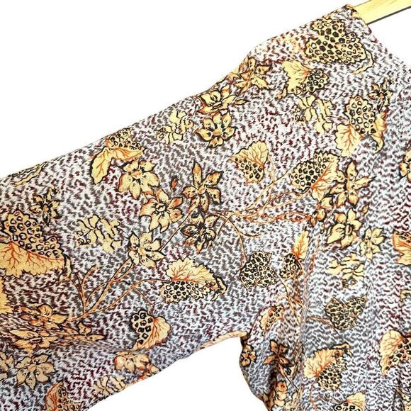 Rachel Zoe Bohemian Leopard Floral Print Deep V-neck Wrap Blouse - Picture 7 of 9